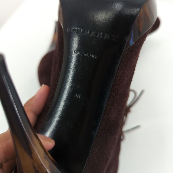 Burberry Women 36 US 6 Prorsum Tanfield 110 Ankle Boots Booties Brown Suede - Picture 13 of 14